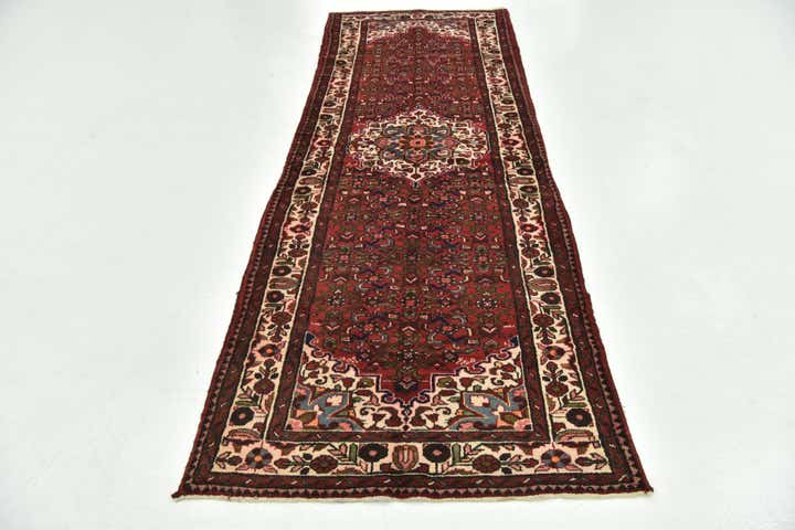 3' 6 x 10' 4 Hand Knotted Hossainabad Persian Wool Runner Rug