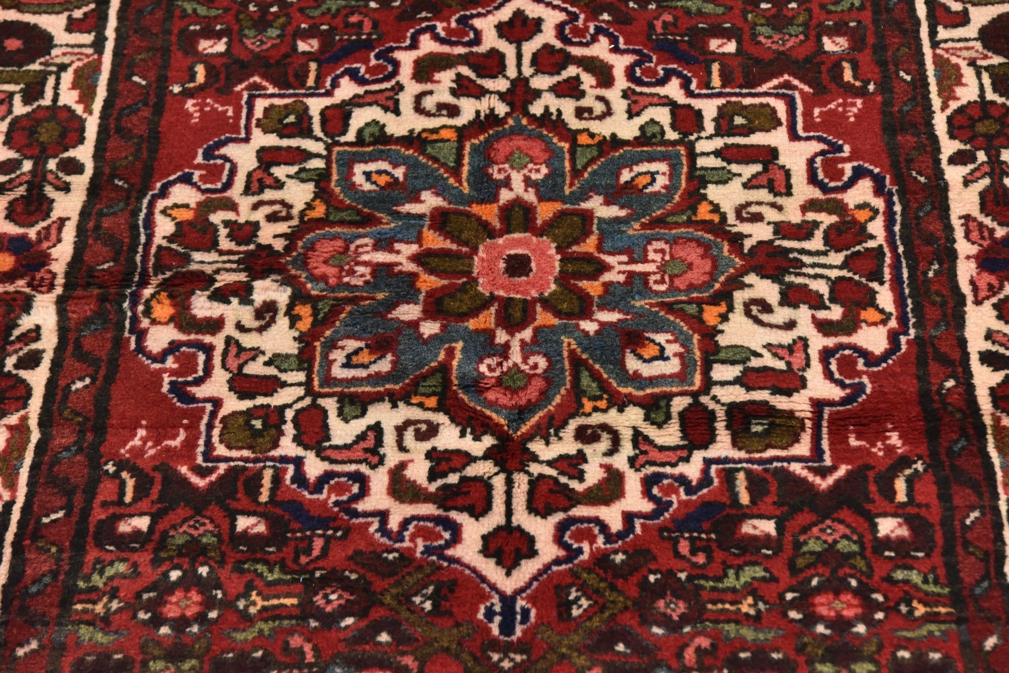 105cm x 315cm Hand Knotted Hossainabad Persian Wool Runner Rug