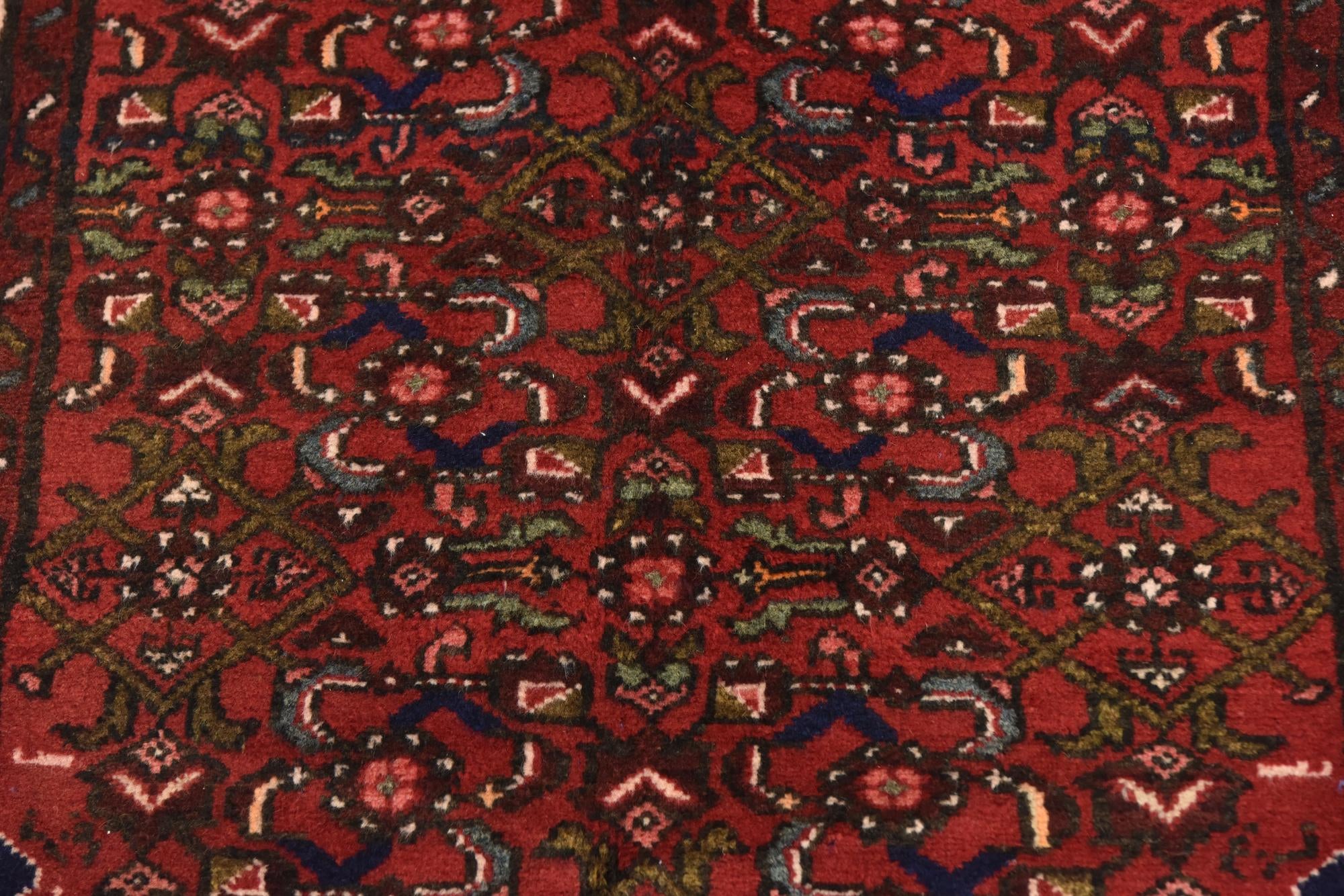 105cm x 315cm Hand Knotted Hossainabad Persian Wool Runner Rug