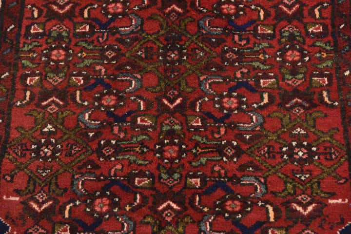 3' 6 x 10' 4 Hand Knotted Hossainabad Persian Wool Runner Rug