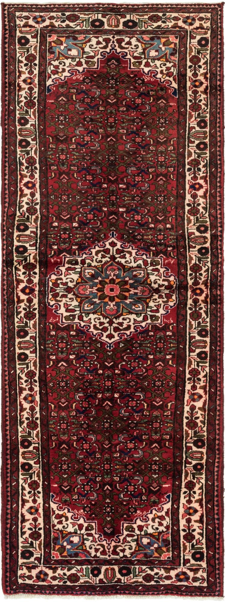 3' 6 x 10' 4 Hand Knotted Hossainabad Persian Wool Runner Rug