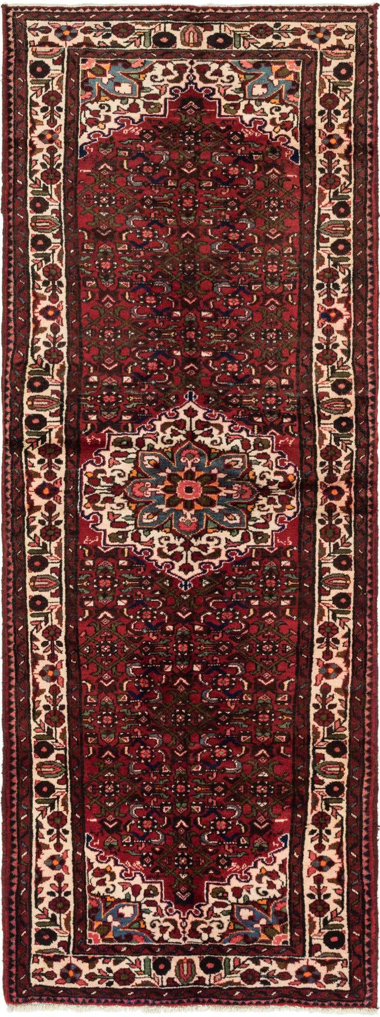 3' 6 x 10' 4 Hand Knotted Hossainabad Persian Wool Runner Rug