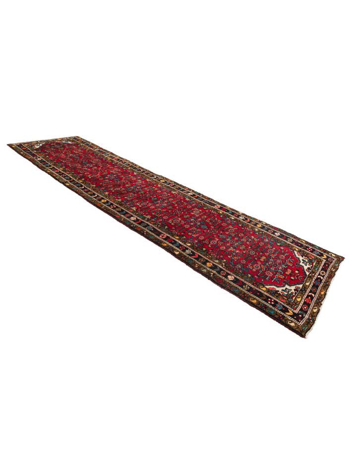3' 6 x 13' 2 Hand Knotted Hossainabad Persian Wool Runner Rug
