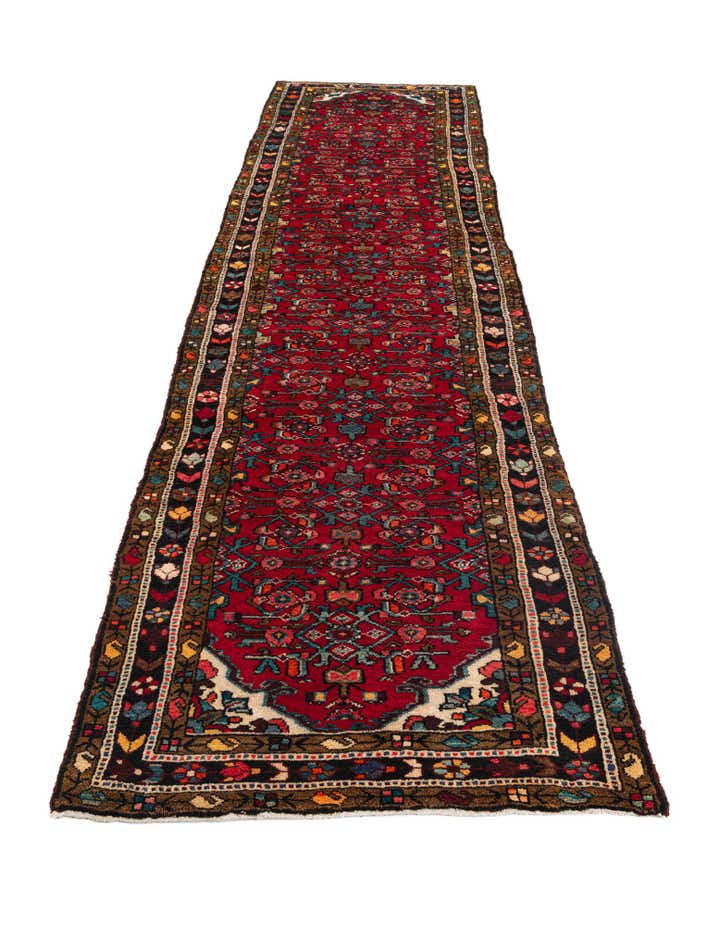 3' 6 x 13' 2 Hand Knotted Hossainabad Persian Wool Runner Rug