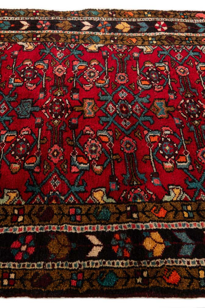 3' 6 x 13' 2 Hand Knotted Hossainabad Persian Wool Runner Rug