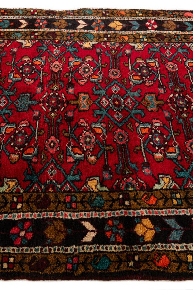 Detail image of 3' 6 x 13' 2 Hand Knotted Hossainabad Persian Wool Runner Rug