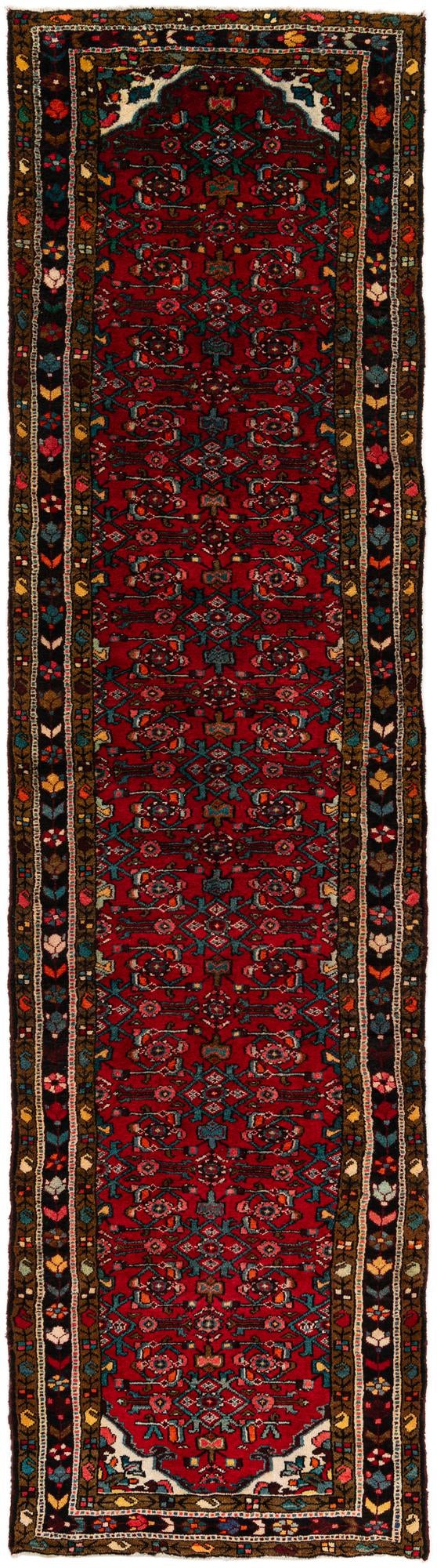 3' 6 x 13' 2 Hand Knotted Hossainabad Persian Wool Runner Rug
