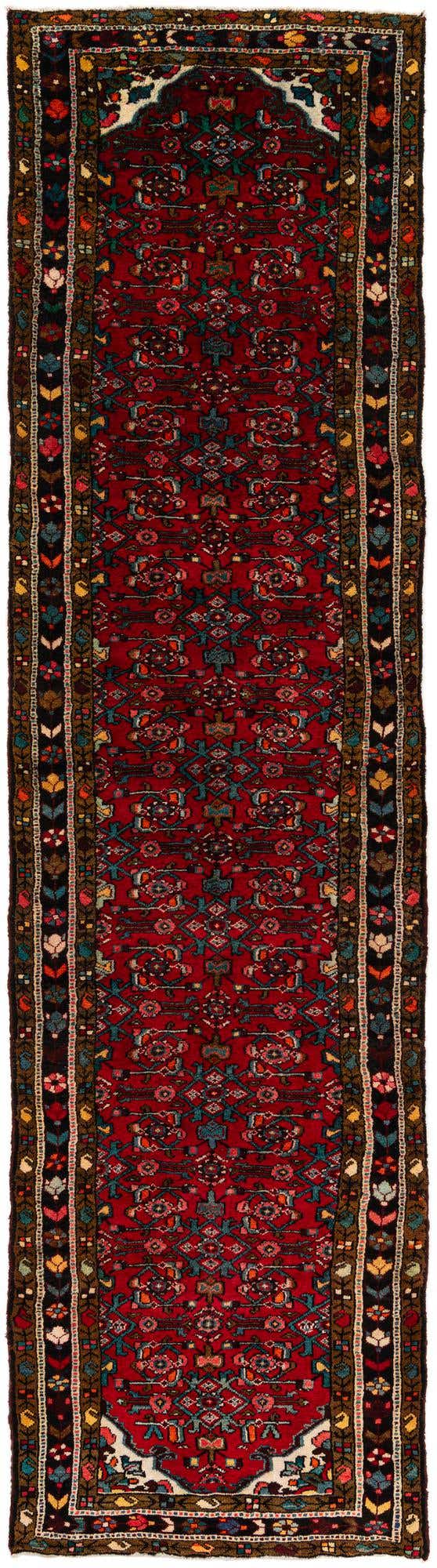 3' 6 x 13' 2 Hand Knotted Hossainabad Persian Wool Runner Rug