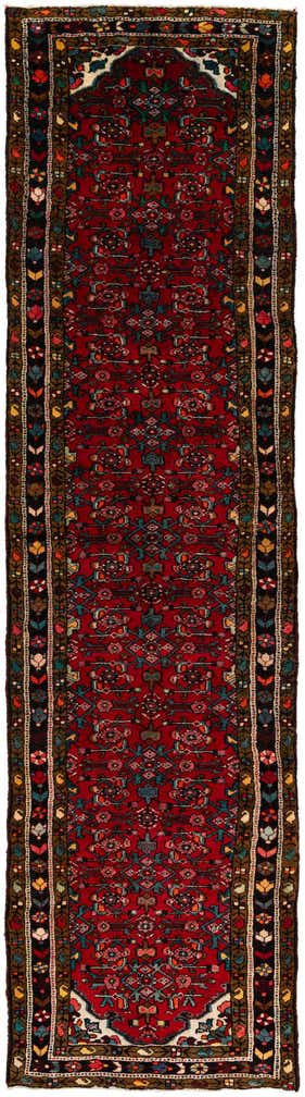 3' 6 x 13' 2 Hand Knotted Hossainabad Persian Wool Runner Rug