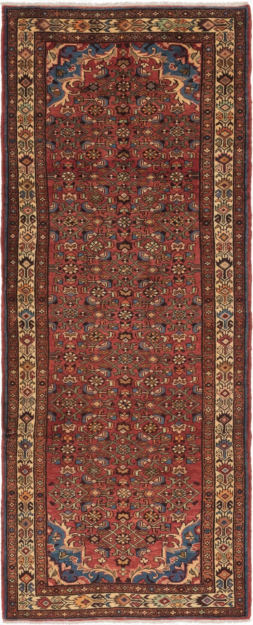 3' 10 x 10'  Hand Knotted Hossainabad Persian Wool Runner Rug