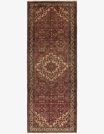 3' 9 x 10' 4 Hand Knotted Hossainabad Persian Wool Runner Rug