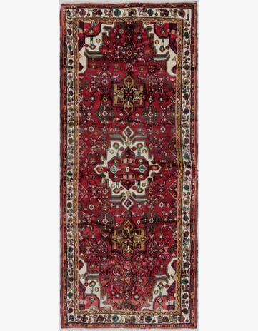 3' 9 x 9' 9 Hand Knotted Hossainabad Persian Wool Runner Rug