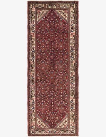 3' 9 x 10' 4 Hand Knotted Hossainabad Persian Wool Runner Rug