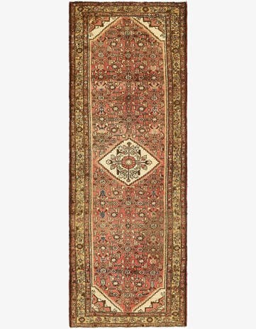 3' 7 x 10' Hand Knotted Hossainabad Persian Wool Runner Rug