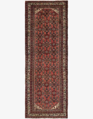 3' 9 x 10' Hand Knotted Hossainabad Persian Wool Runner Rug