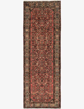3' 5 x 9' 8 Hand Knotted Hossainabad Persian Wool Runner Rug