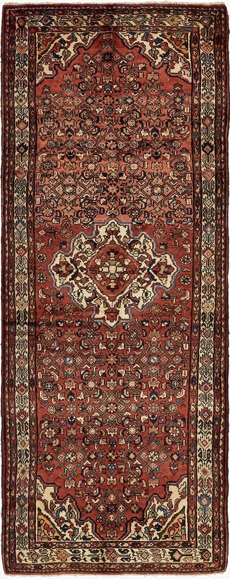 3' 10 x 10'  Hand Knotted Hossainabad Persian Wool Runner Rug