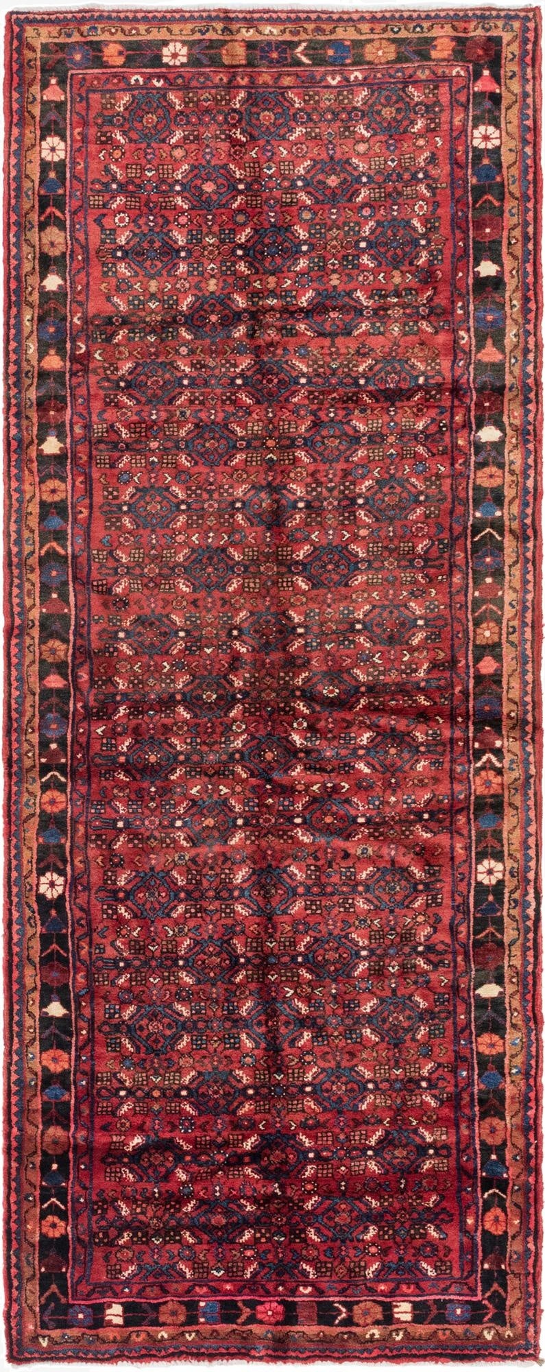 4' x 11'  Hand Knotted Hossainabad Persian Wool Runner Rug