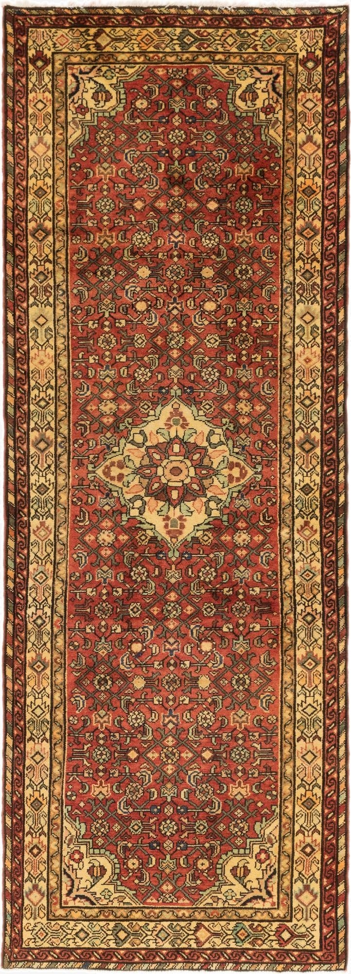 3' 6 x 9' 10  Hand Knotted Hossainabad Persian Wool Runner Rug