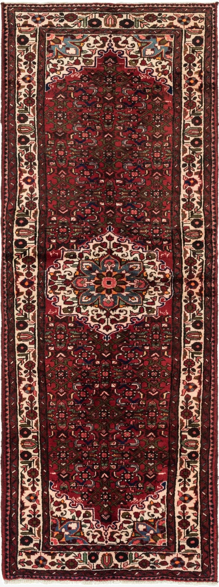 3' 6 x 10' 4  Hand Knotted Hossainabad Persian Wool Runner Rug