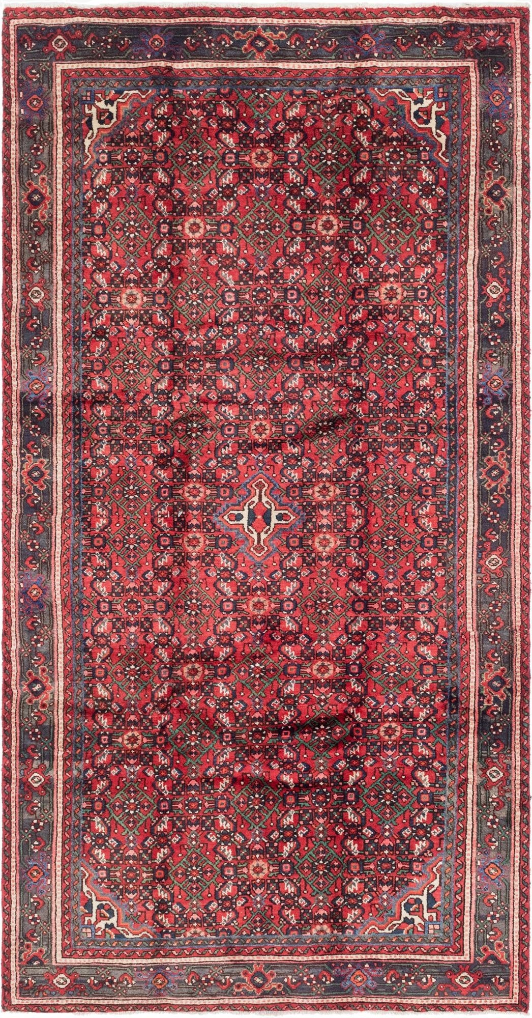 5' x 9' 6  Hand Knotted Hossainabad Persian Wool Runner Rug