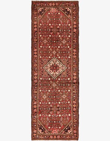3' 6 x 10' 4 Hand Knotted Hossainabad Persian Wool Runner Rug
