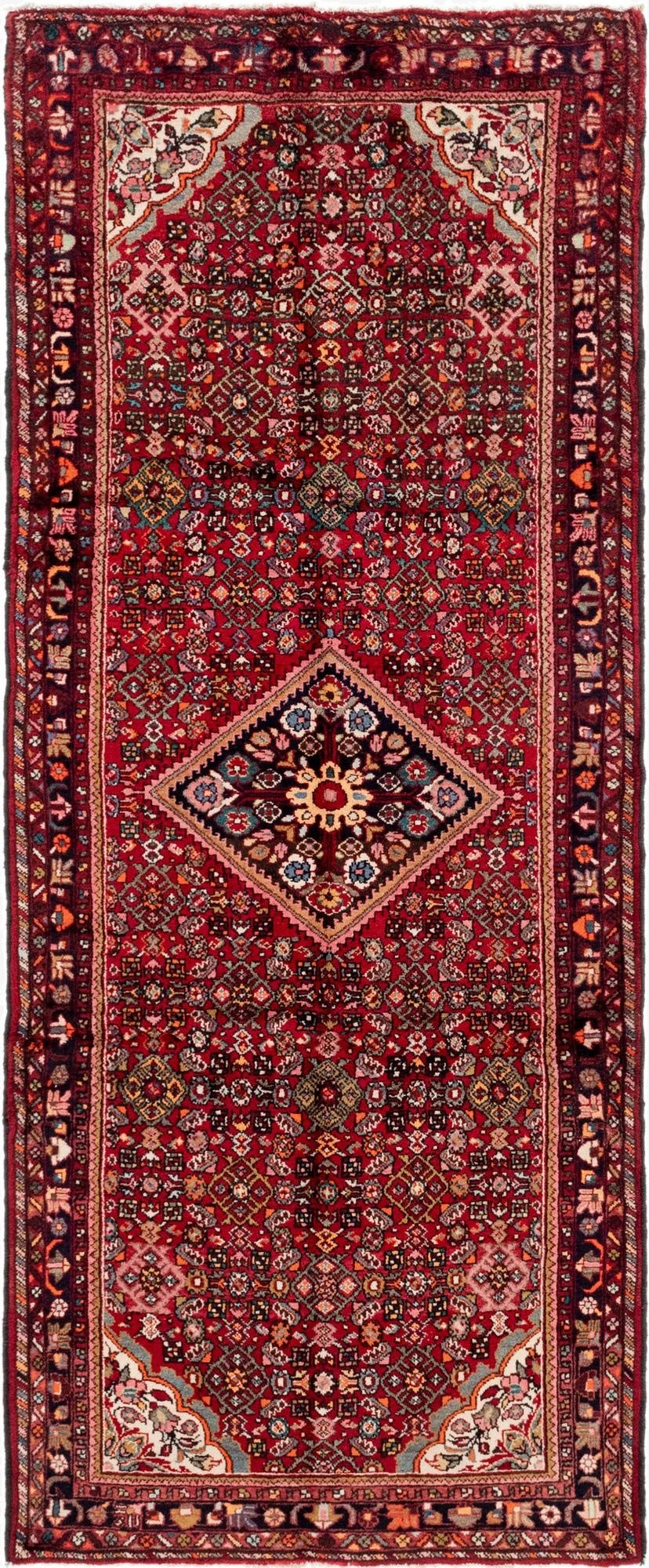 4' x 10'  Hand Knotted Hossainabad Persian Wool Runner Rug