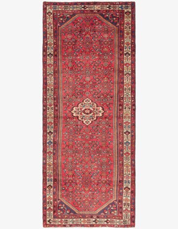 4' 2 x 10' 7 Hand Knotted Hossainabad Persian Wool Runner Rug