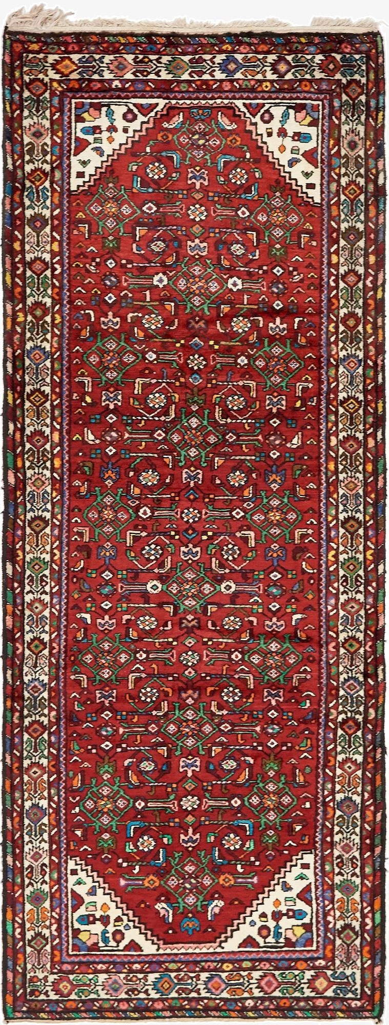 3' 10 x 10' 3  Hand Knotted Hossainabad Persian Wool Runner Rug