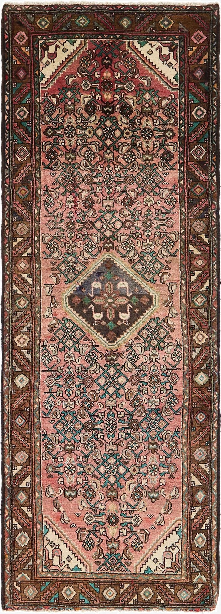 3' 5 x 10'  Hand Knotted Hossainabad Persian Wool Runner Rug