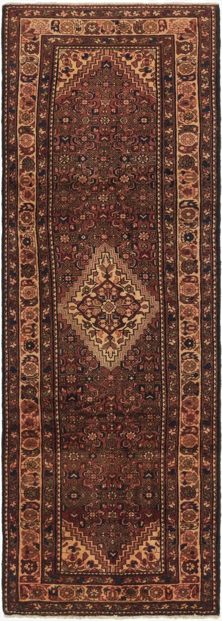 3' 6 x 10' 4  Hand Knotted Hossainabad Persian Wool Runner Rug