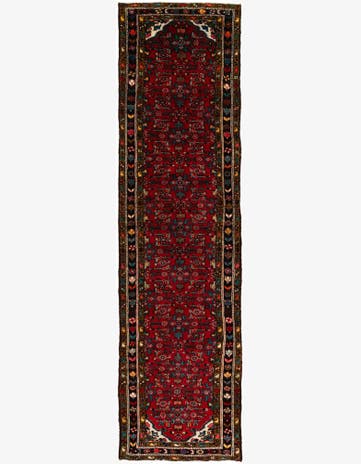 3' 6 x 13' 2 Hand Knotted Hossainabad Persian Wool Runner Rug