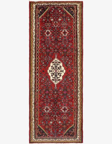 3' 5 x 9' 8 Hand Knotted Hossainabad Persian Wool Runner Rug