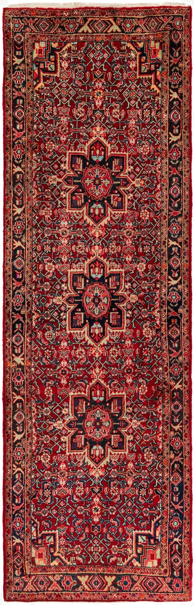 3' 10 x 12' 1  Hand Knotted Hossainabad Persian Wool Runner Rug