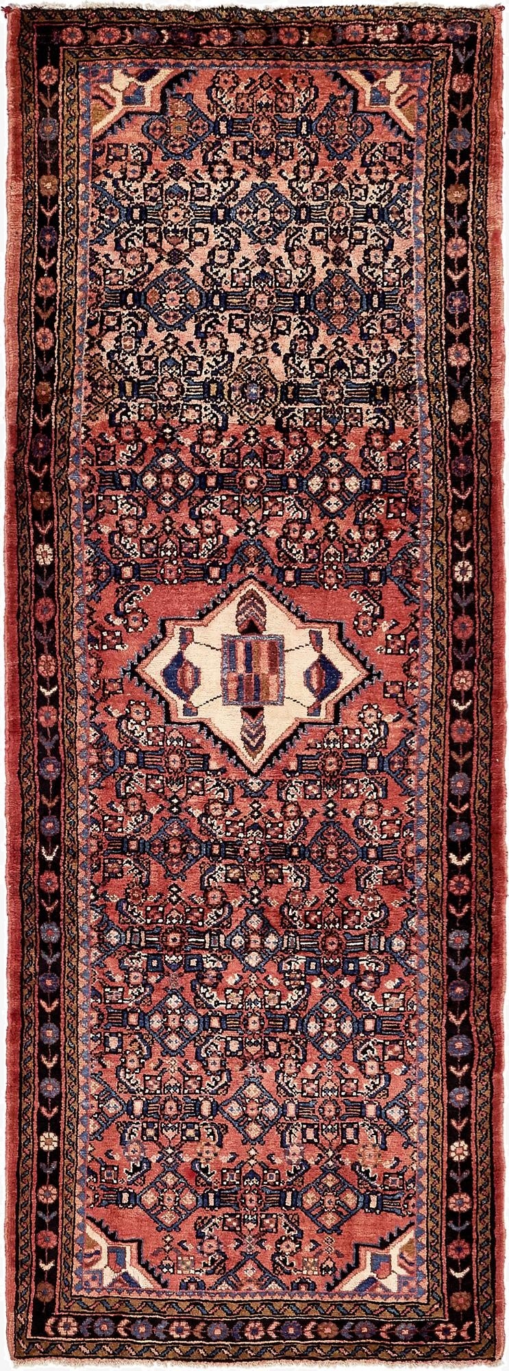117cm x 305cm  Hand Knotted Hossainabad Persian Wool Runner Rug
