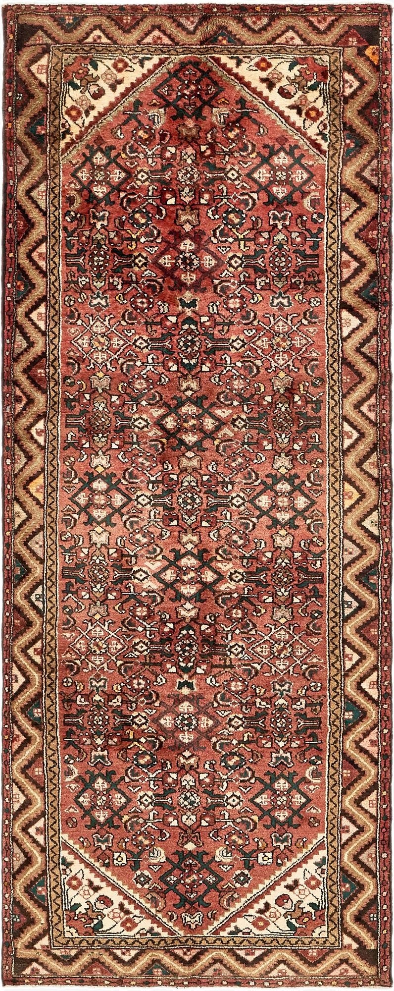 3' 9 x 10'  Hand Knotted Hossainabad Persian Wool Runner Rug