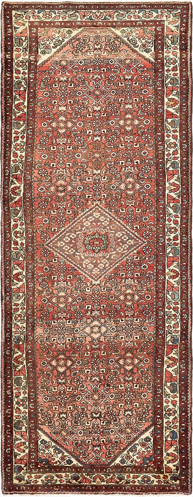 3' 10 x 10'  Hand Knotted Hossainabad Persian Wool Runner Rug