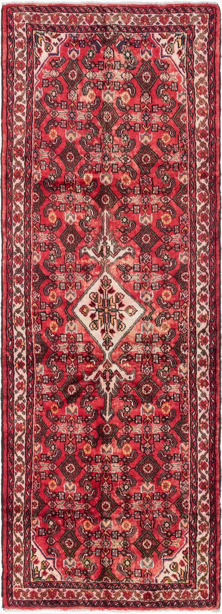 3' 6 x 10' 2  Hand Knotted Hossainabad Persian Wool Runner Rug