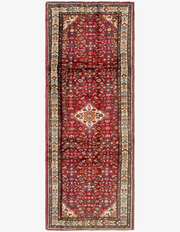 4' x 10' 5 Hand Knotted Hossainabad Persian Wool Runner Rug