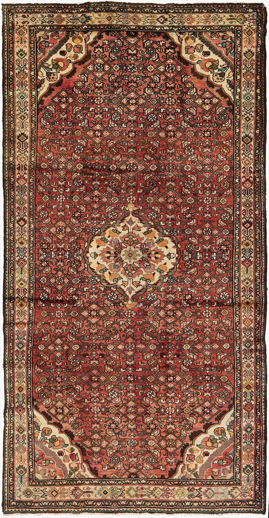 5' x 10' 5  Hand Knotted Hossainabad Persian Wool Runner Rug