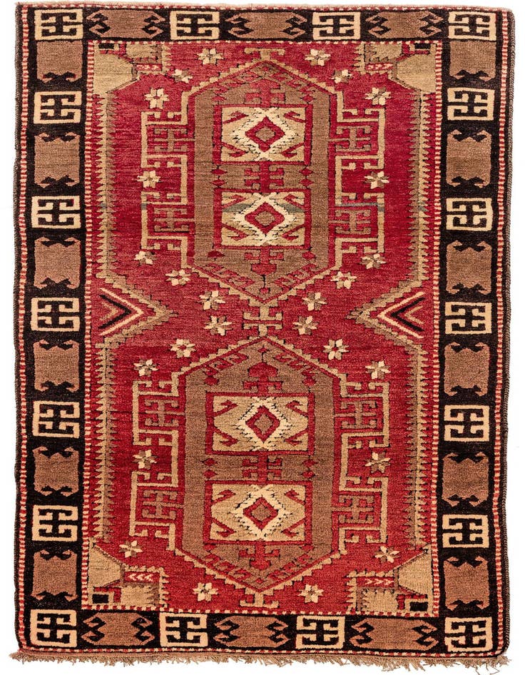 Detail image of 3' 4 x 6' 7 Hand Knotted Kars Wool Runner Rug