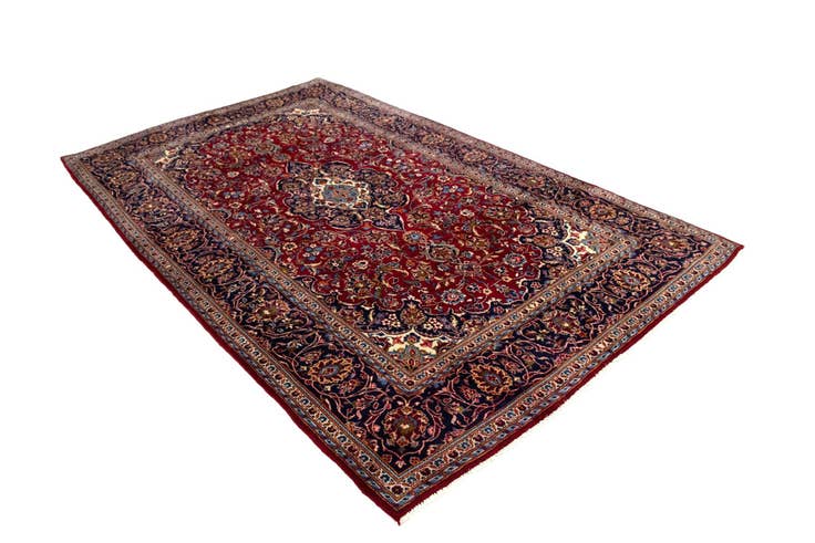 Detail image of 6' 6 x 10' 10 Hand Knotted Kashan Persian Wool Runner Rug