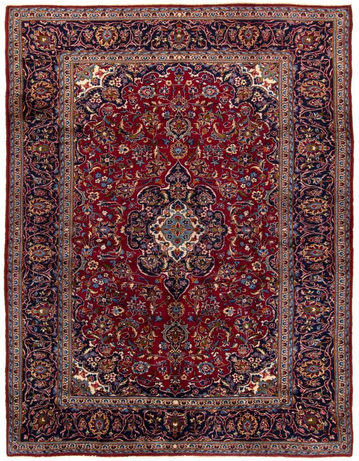 Detail image of 6' 6 x 10' 10 Hand Knotted Kashan Persian Wool Runner Rug