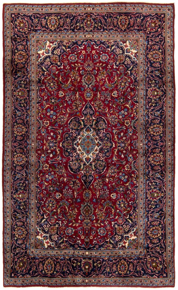 Detail image of 6' 6 x 10' 10 Hand Knotted Kashan Persian Wool Runner Rug