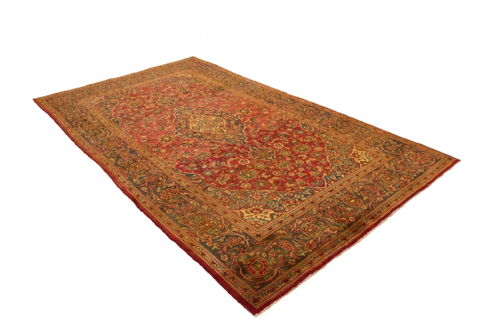 6' 4 x 10' 11 Hand Knotted Kashan Persian Wool Runner Rug