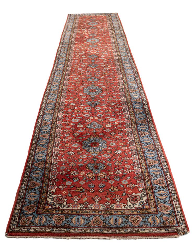 Detail image of 3' 5 x 18'  Hand Knotted Kashan Oriental Wool Runner Rug