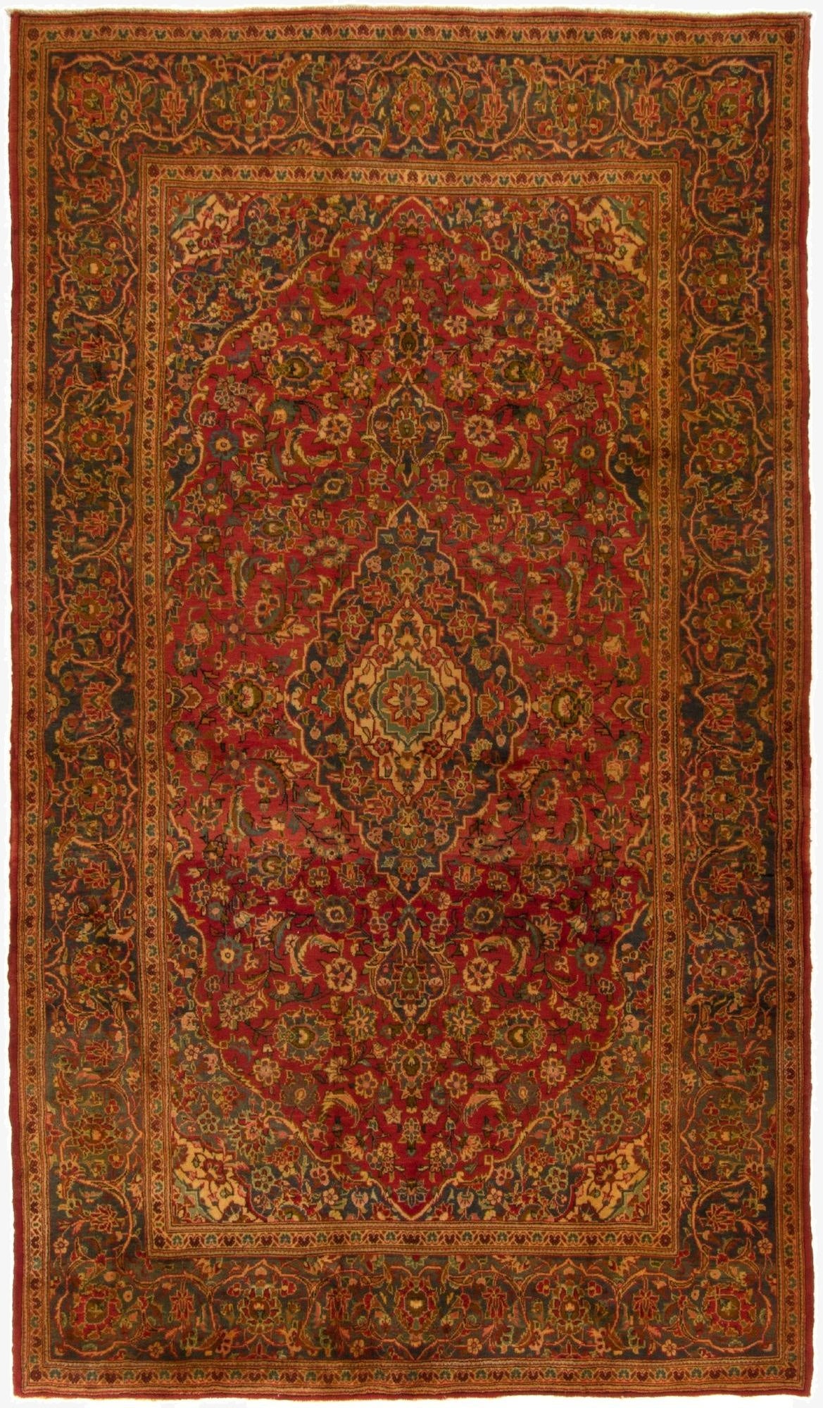 193cm x 335cm  Hand Knotted Kashan Persian Wool Runner Rug