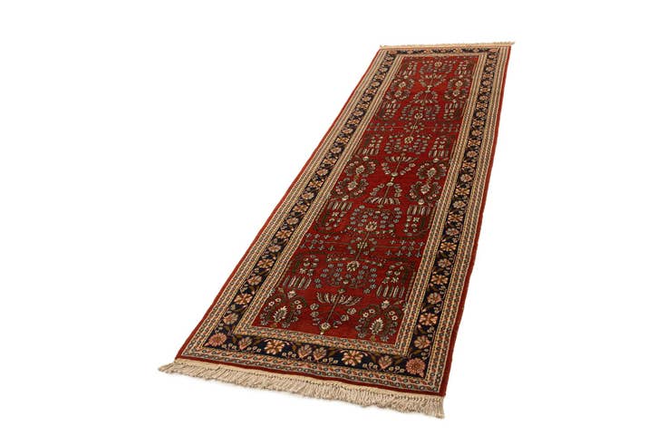 Detail image of 3' 2 x 10' 3 Hand Knotted Kashmir Oriental Wool Runner Rug