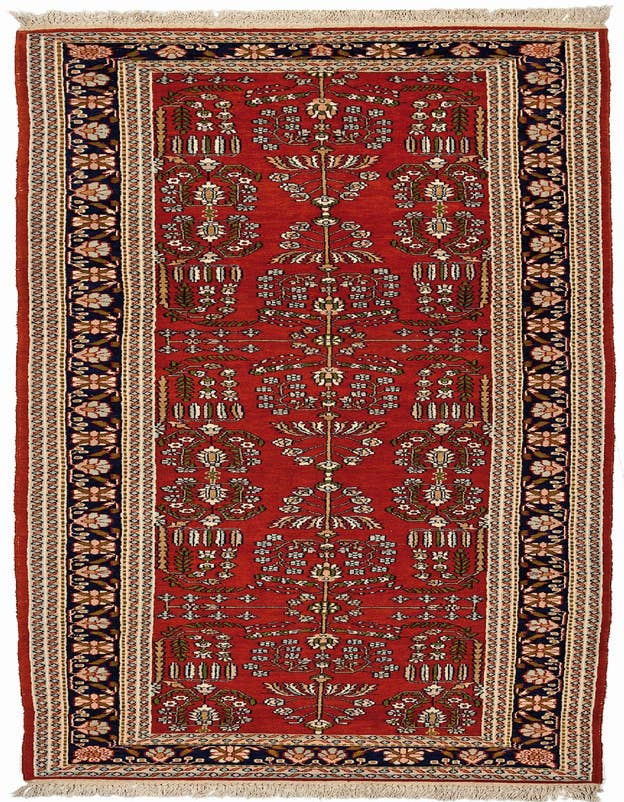 Detail image of 3' 2 x 10' 3 Hand Knotted Kashmir Oriental Wool Runner Rug