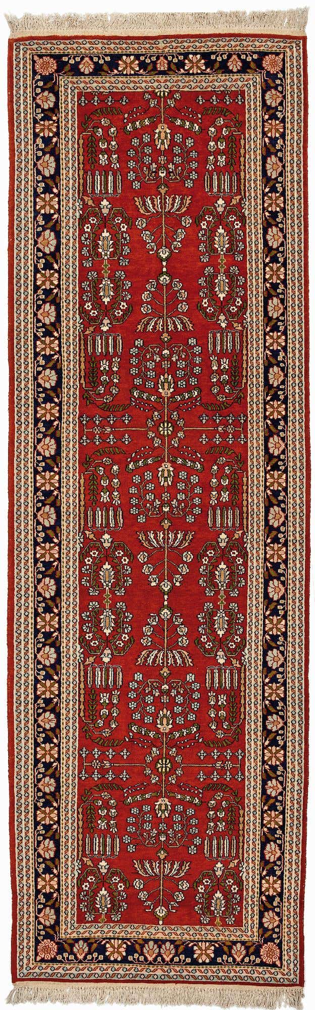 3' 2 x 10' 3 Hand Knotted Kashmir Oriental Wool Runner Rug